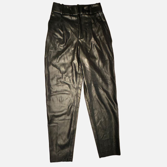 Zara Pants - ZARA Womens Faux Leather High Waisted Pants Black XS NWOT
